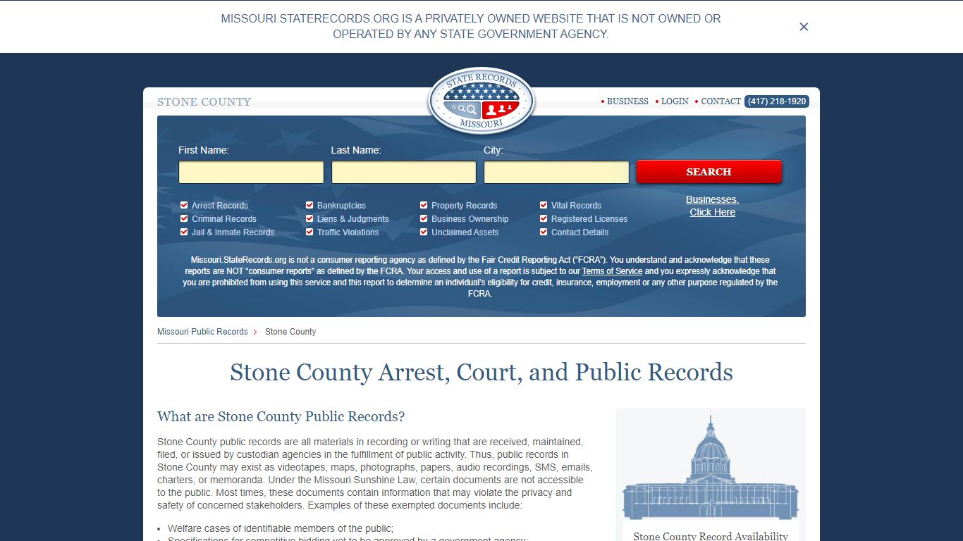 Stone County Arrest, Court, and Public Records