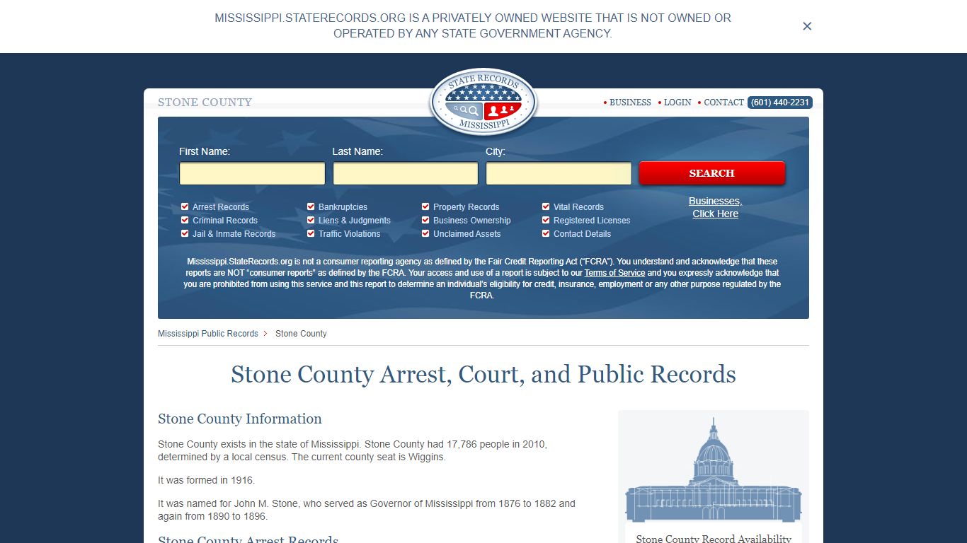 Stone County Arrest, Court, and Public Records