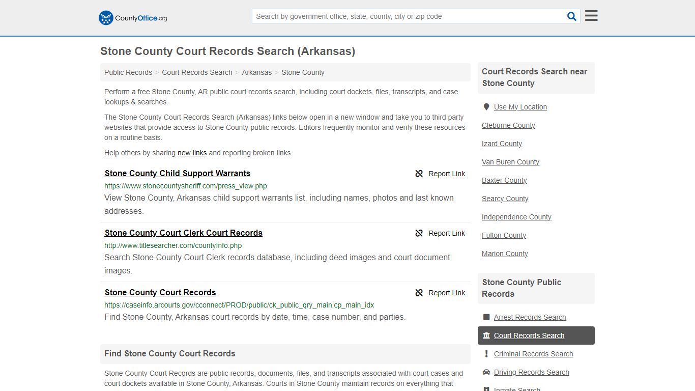 Stone County Court Records Search (Arkansas) - County Office