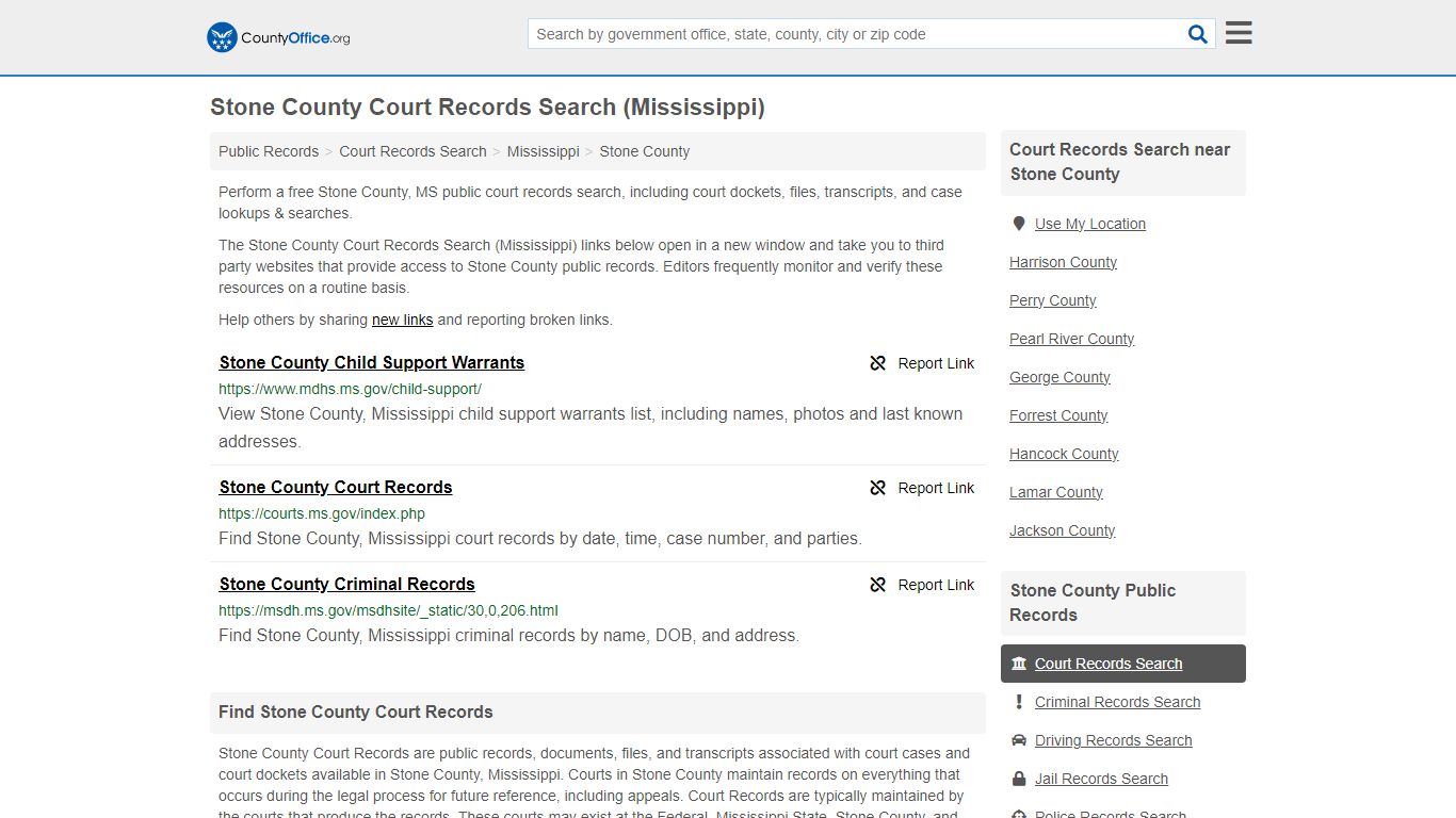 Stone County Court Records Search (Mississippi) - County Office