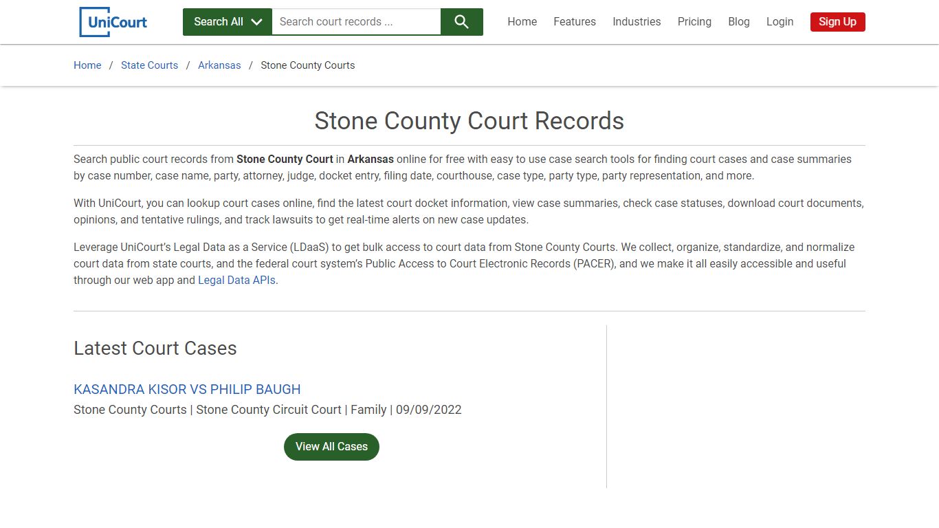 Stone County Court Records | Arkansas | UniCourt